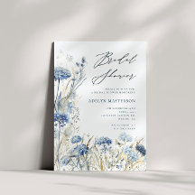 Invitation Fête des mariées Fleur sauvage bleu Dus