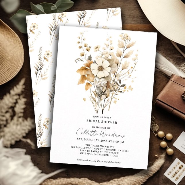 Invitation Fête des mariées Fleur sauvage Boho (Créateur téléchargé)