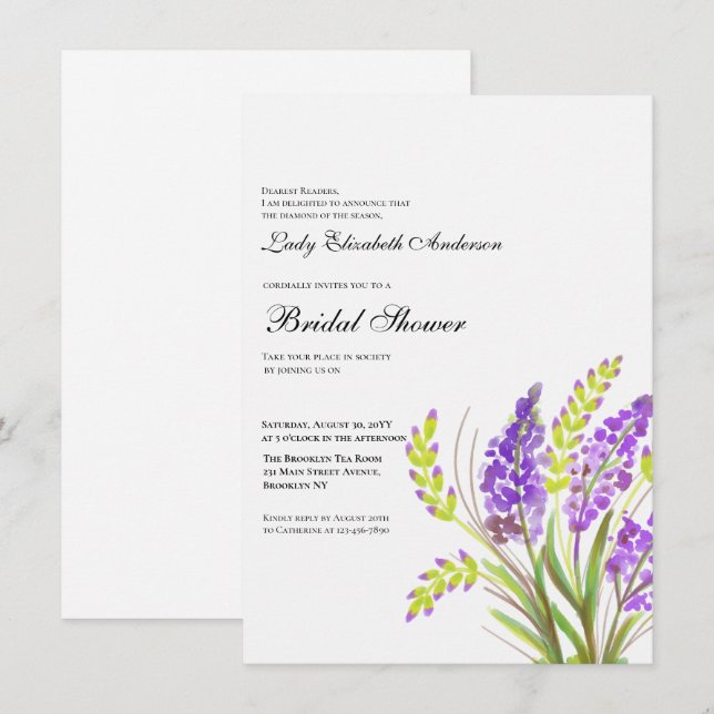 Invitation Fête des mariées Fleur sauvage Boho (Devant / Derrière)