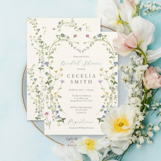 Invitation Fête des mariées fleur sauvage Boho Floral Frame (Créateur téléchargé)