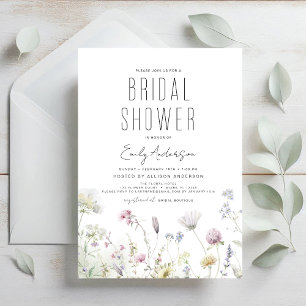 Invitation Fête des mariées Fleur sauvage Boho moderne élégan