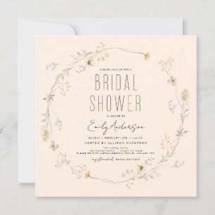 Invitation Fête des mariées Fleur sauvage Boho moderne élégan