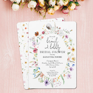 Invitation Fête des mariées Fleur sauvage Brunch et Bubbly