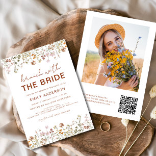 Invitation Fête des mariées Fleur sauvage de code QR Brunch P