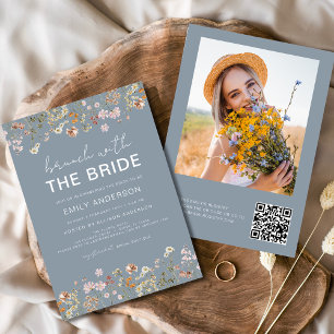 Invitation Fête des mariées Fleur sauvage de code QR Brunch P