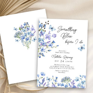 Invitation Fête des mariées Fleur sauvage Delicate Bleu