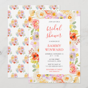 Invitation Fête des mariées Fleur sauvage des fleurs du print