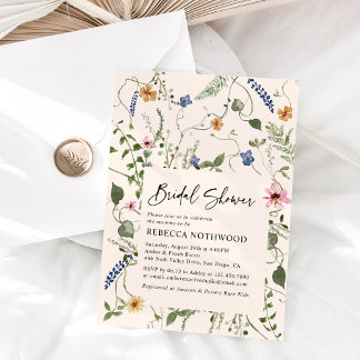 Invitation Fête des mariées Fleur sauvage du Jardin Rose
