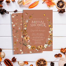 Invitation Fête des mariées Fleur sauvage en terre cuite Boho