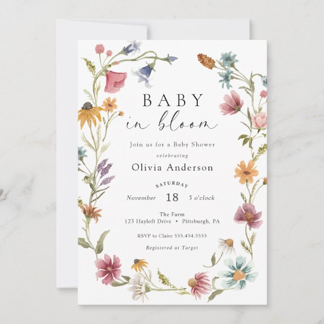 Invitation Fête des mariées Fleur sauvage féminine chic (Devant)