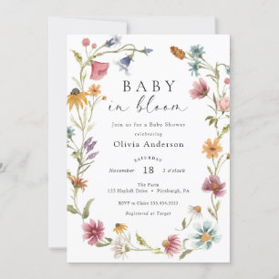 Invitation Fête des mariées Fleur sauvage féminine chic