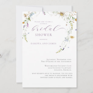 Invitation Fête des mariées fleur sauvage Lavender Floral Cou