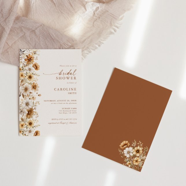 Invitation Fête des mariées Fleur sauvage orange brûlé Floral (Créateur téléchargé)