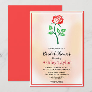 Invitation Fête des mariées fleurie à chute basse rose poussi