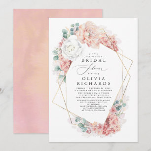 Invitation Fête des mariées fleurie et verdoyante Rose