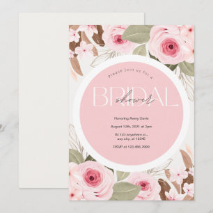 Invitation Fête des mariées fleurie Mariage rose