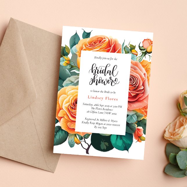 Invitation Fête des mariées fleurie Rose personnalisée (Créateur téléchargé)