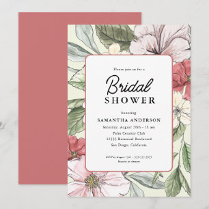 Invitation Fête des mariées Fleurs de chute de rose et de sab