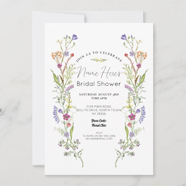 Invitation Fête des mariées Fleurs sauvages Floral Ditsy (Devant)