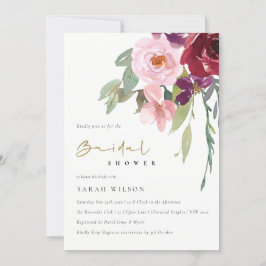 INVITATION FÊTE DES MARIÉES FLORAL BURGUNDY PEACH