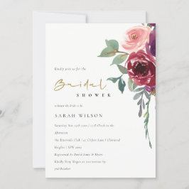 INVITATION FÊTE DES MARIÉES FLORAL DE PEACH BURGUN