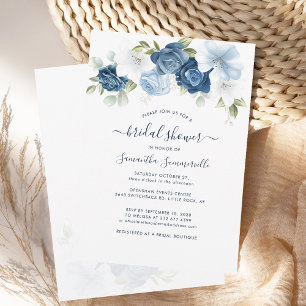 Invitation Fête des mariées Floral Dusty Blue