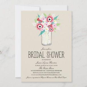Invitation Fête des mariées Floral Mason Jar