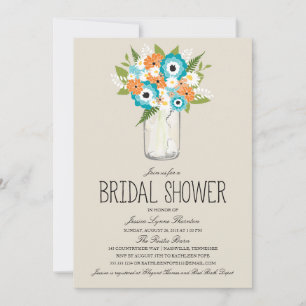 Invitation Fête des mariées Floral Mason Jar