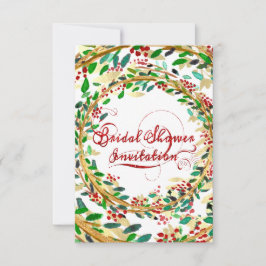 Invitation Fête des mariées Floral Or Bourgogne Vert Rouge