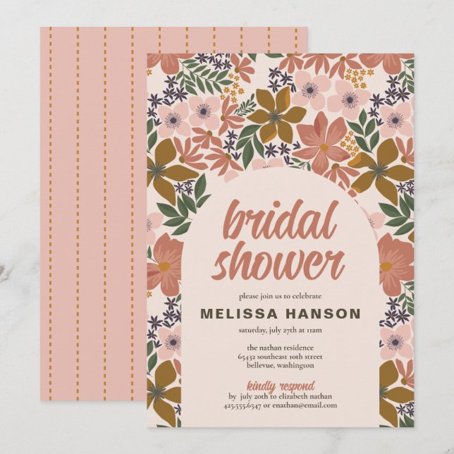 Invitation Fête des mariées florale (Devant / Derrière)