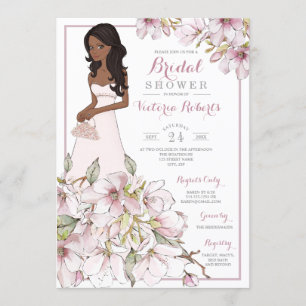 Invitation Fête des mariées florale africaine-américaine
