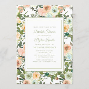 Invitation Fête des mariées florale bleu foncé vert bracelet