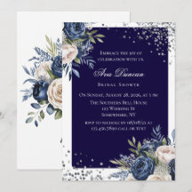 Fête des mariées florale bleu marine et ivoire