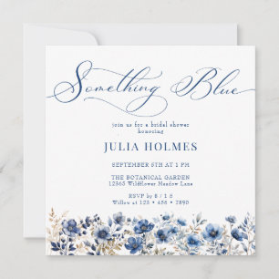 Invitation Fête des mariées florale bleue