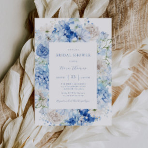 Invitation Fête des mariées Florale Bleue