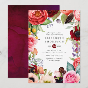 Invitation Fête des mariées florale Boho aquarelle