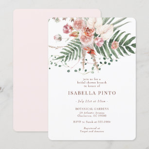 Invitation Fête des mariées florale Boho Tropical Rose