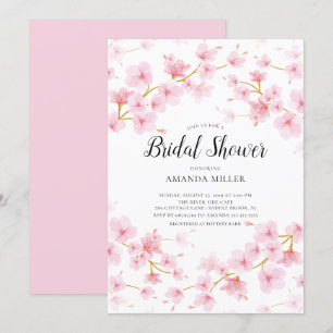 Invitation Fête des mariées florale cerise en fleurs