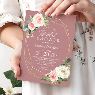 Invitation Fête des mariées florale chic rose rose Rose