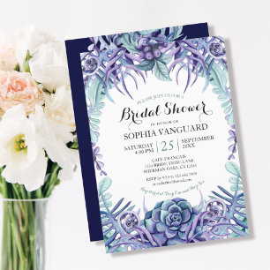 Invitation Fête des mariées florale chic violet