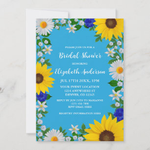Invitation Fête des mariées Florale Ciel bleu été