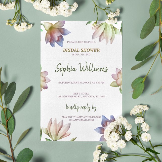 Invitation Fête des mariées florale classique simple (A classic floral invite for a graceful celebration)