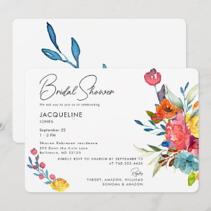 Invitation Fête des mariées florale colorée de printemps vibr