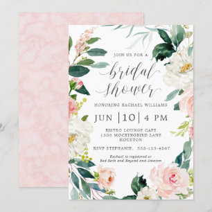 Invitation Fête des mariées florale d'aquarelle