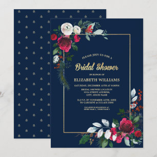 Invitation Fête des mariées florale de la Marine Bleue Bourgo