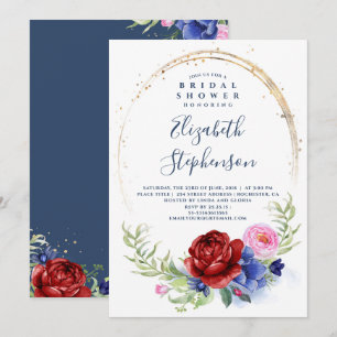Invitation Fête des mariées florale de la marine de Bourgogne