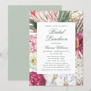Invitation Fête des mariées florale de l'aquarelle de déjeune