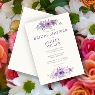 Invitation Fête des mariées florale de lavande élégante