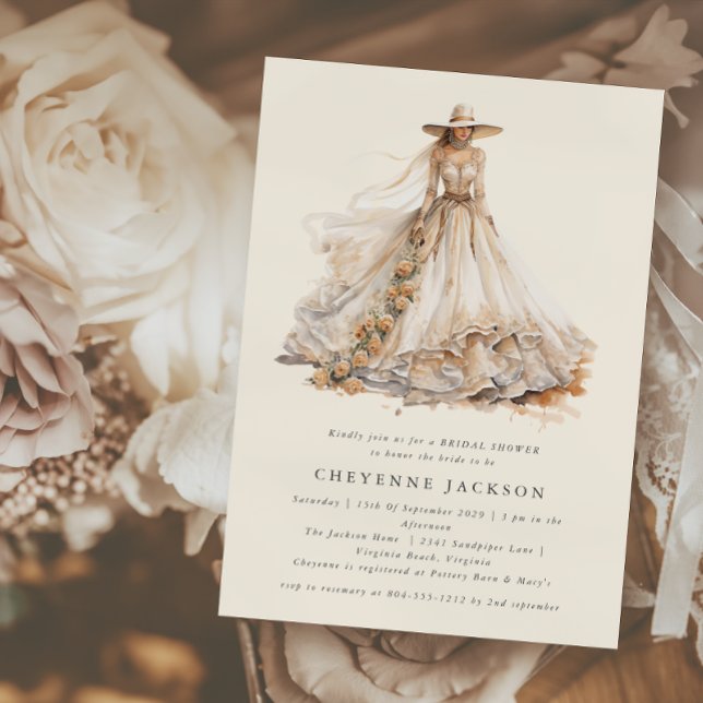 Invitation Fête des mariées florale de l'Ouest rustique moder (Créateur téléchargé)