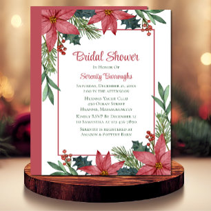 Invitation Fête des mariées florale de Noël de Poinsettia